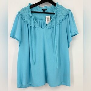 NWT‎ TORRID Gauze Smocked Yoke Ruffle Top
